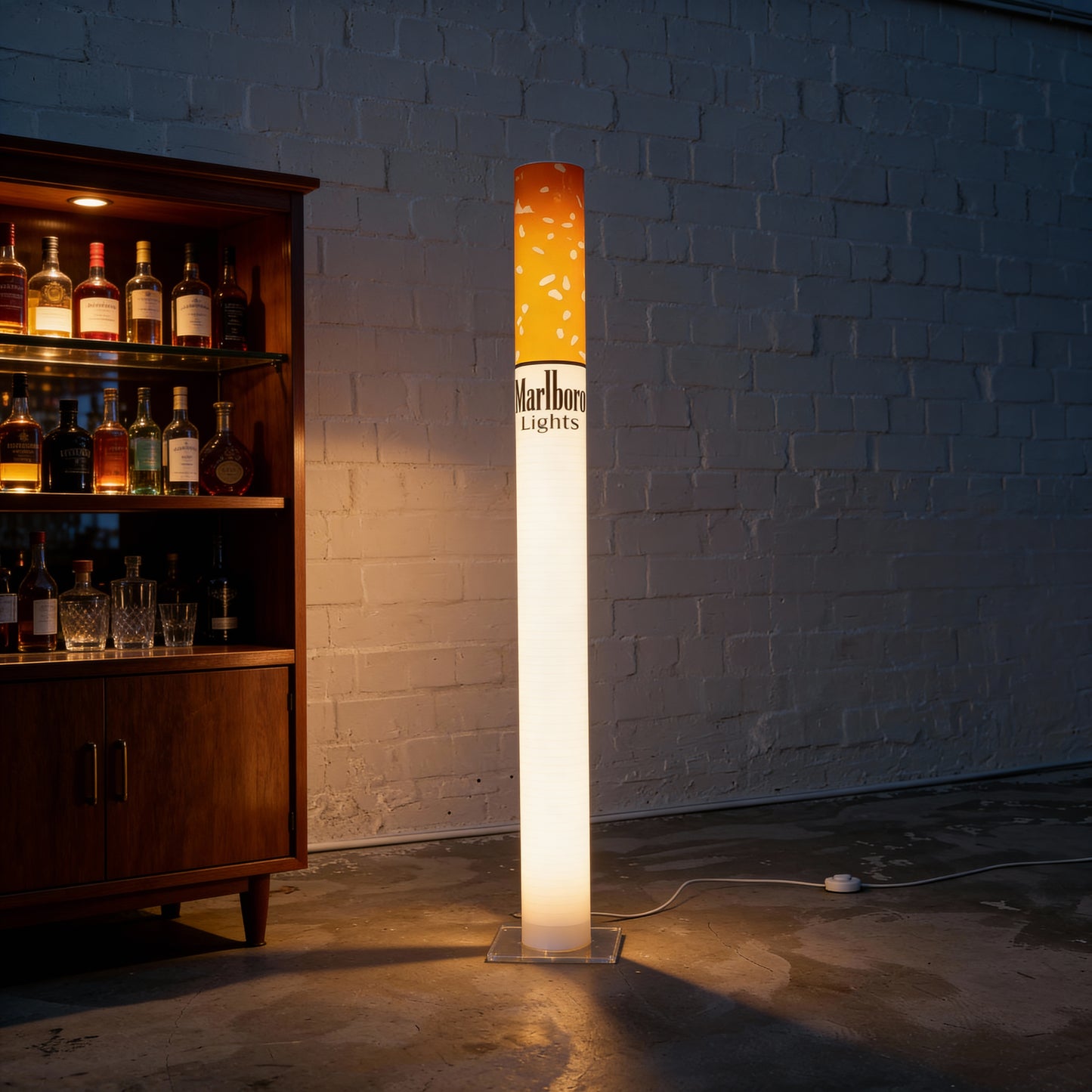 vintage floor lamp, retro pub decor, marlboro lamp, pub bar lighting, man cave lamp, whiskey bar decor, vintage pub sign, neon pub light, retro bar decor, home bar glow, statement floor lamp, speakeasy lighting, bourbon bar light  

