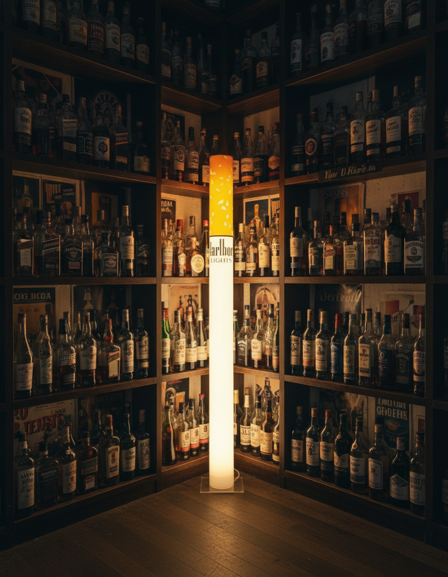 vintage floor lamp, retro pub decor, marlboro lamp, pub bar lighting, man cave lamp, whiskey bar decor, vintage pub sign, neon pub light, retro bar decor, home bar glow, statement floor lamp, speakeasy lighting, bourbon bar light  

