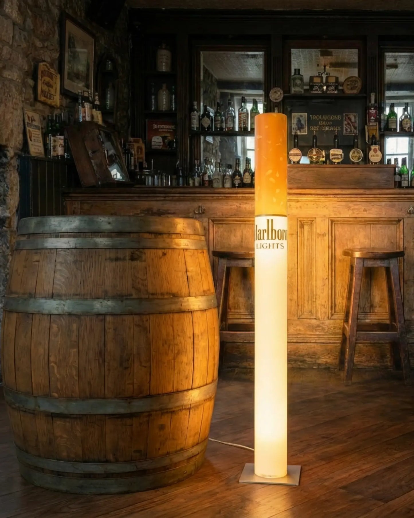 Vintage Marlboro Lamp 100cm Giant Cigarette Floor Lamp in Home Bar Man Cave Retro Decor RETROFUME