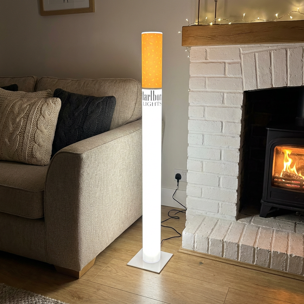 man cave decor, home bar decor, retro floor lamp, boho floor lamp, giant cigarette lamp, marlboro lamp, whiskey barrel decor, biker garage decor, y2k lamp, novelty lamp,marlboro lamp lights, cigarette lamp , marlboro lamp for sale
