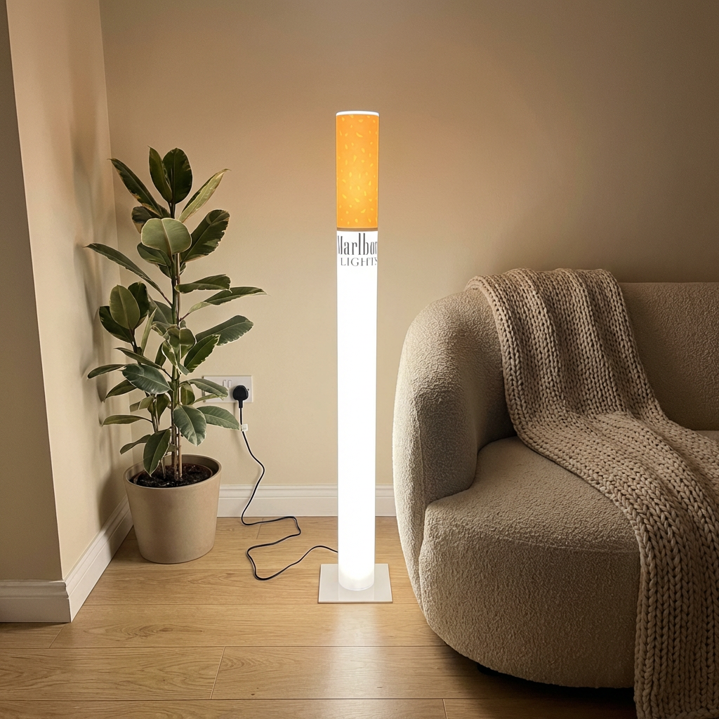 man cave decor, home bar decor, retro floor lamp, boho floor lamp, giant cigarette lamp, marlboro lamp, whiskey barrel decor, biker garage decor, y2k lamp, novelty lamp,marlboro lamp lights, cigarette lamp , marlboro lamp for sale
