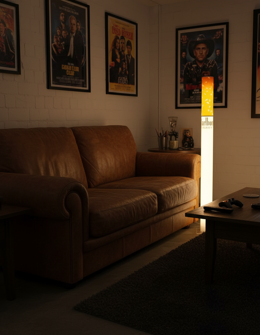 vintage floor lamp, retro pub decor, marlboro lamp, pub bar lighting, man cave lamp, whiskey bar decor, vintage pub sign, neon pub light, retro bar decor, home bar glow, statement floor lamp, speakeasy lighting, bourbon bar light  

